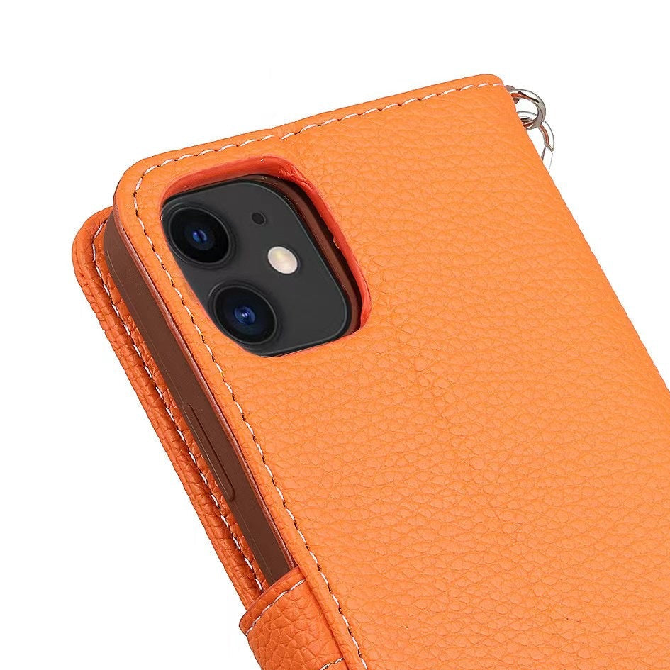 《🧡 Orange Lychee - Leather Phone Case | Wallet Design》