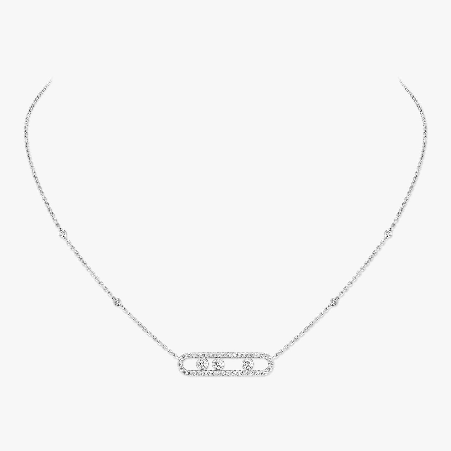 Sparkling Diamond Bar Necklace with Delicate Chain