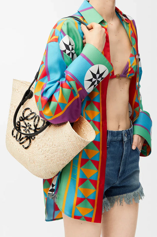 Luxurious Palm Leaf and Natural Tan LYW Basket