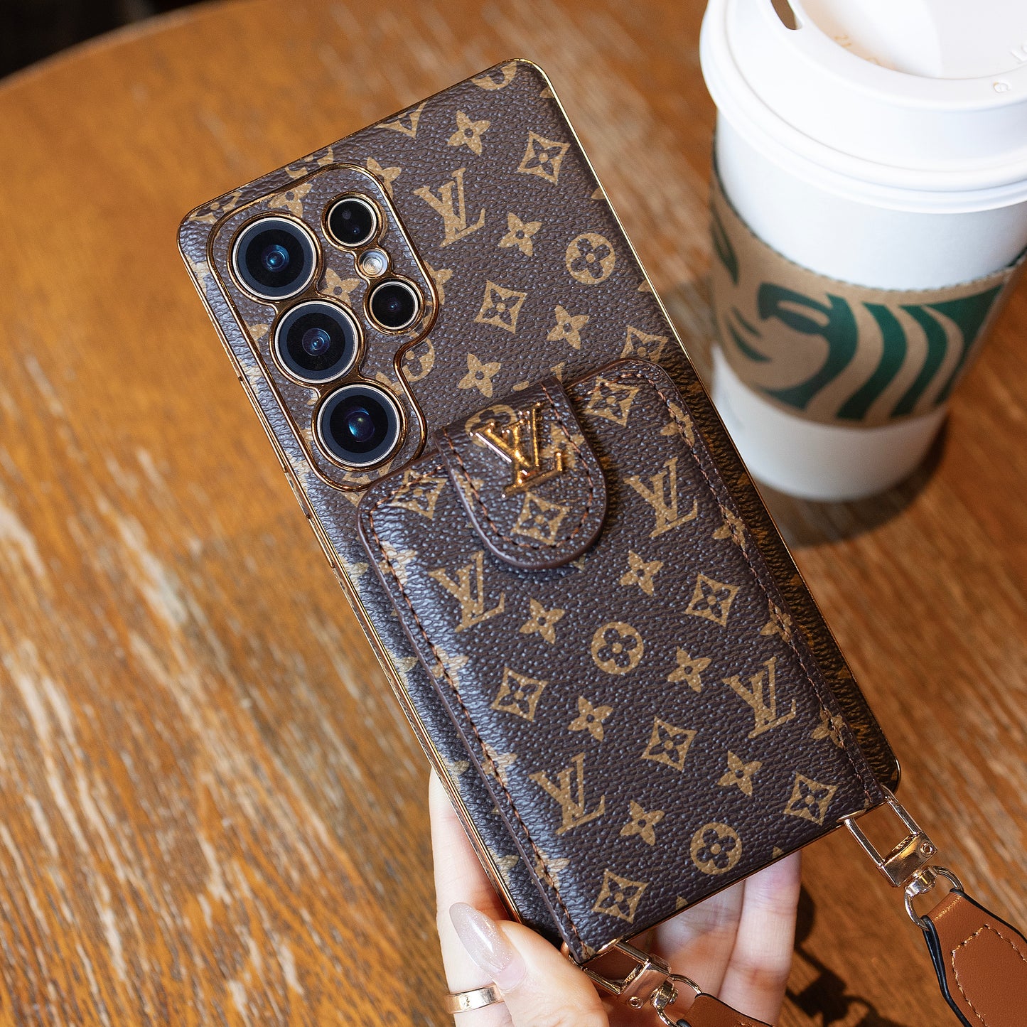 Lou Advanced Leather Phone Case With Card Wallet And Strap
