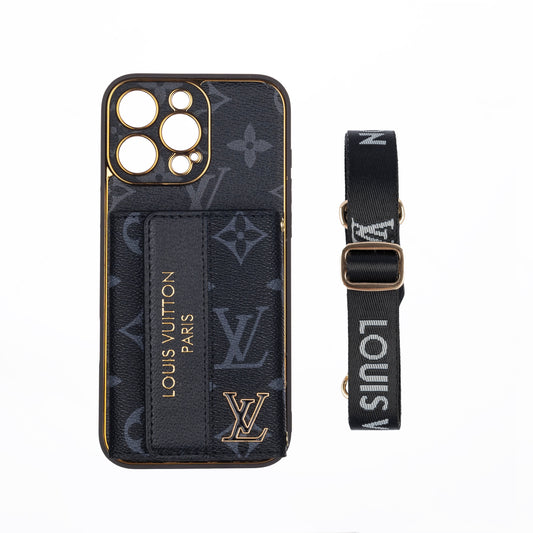 Luxury Stylish iPhone Case with Card Holder & Strap