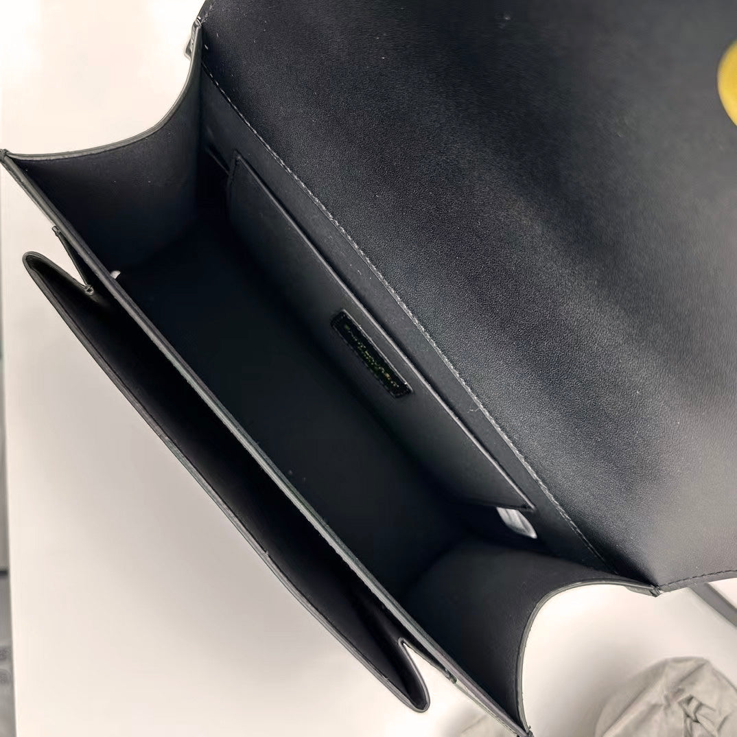 Elegant Gold-Chain Structured Leather Shoulder Bag