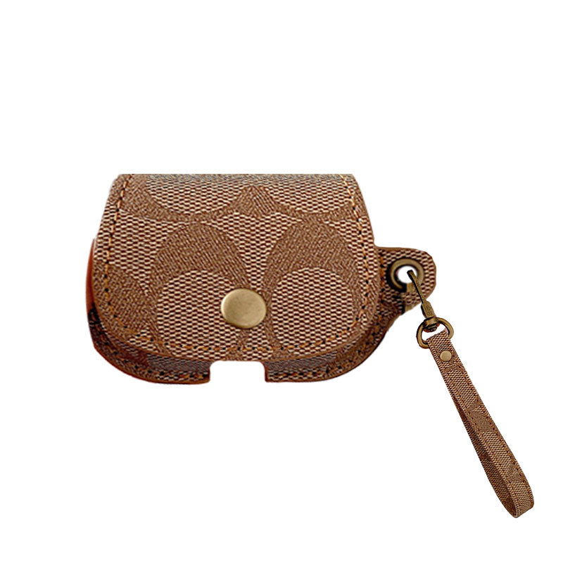 Leather Coach AirPods Case Black-CC231215