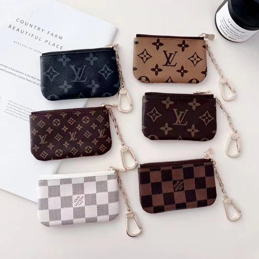 Luxury Lou-Inspired Monogram Coin Pouch Collection with Chain Clip