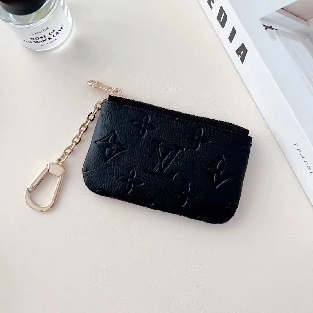 Colorful Lou-Inspired Embossed Coin Pouch Collection with Chain Clip
