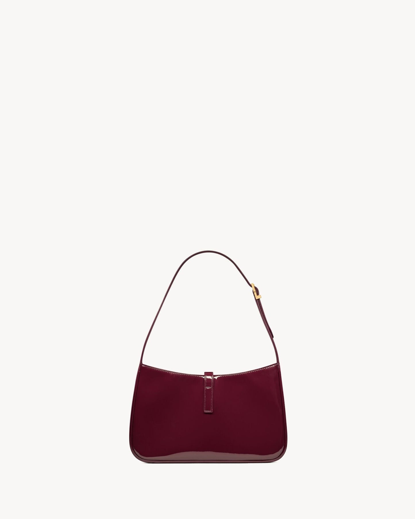 Saint Laurent Le 5 à 7 Patent Leather Hobo – Burgundy Elegance