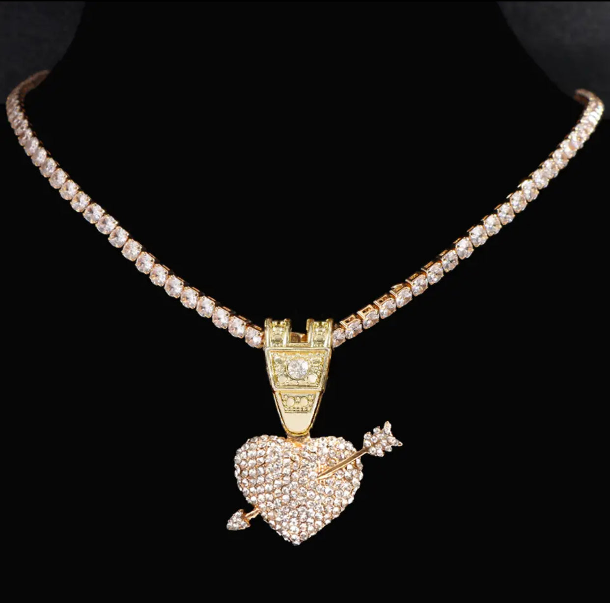Iced Out Heart Pendant Tennis chain