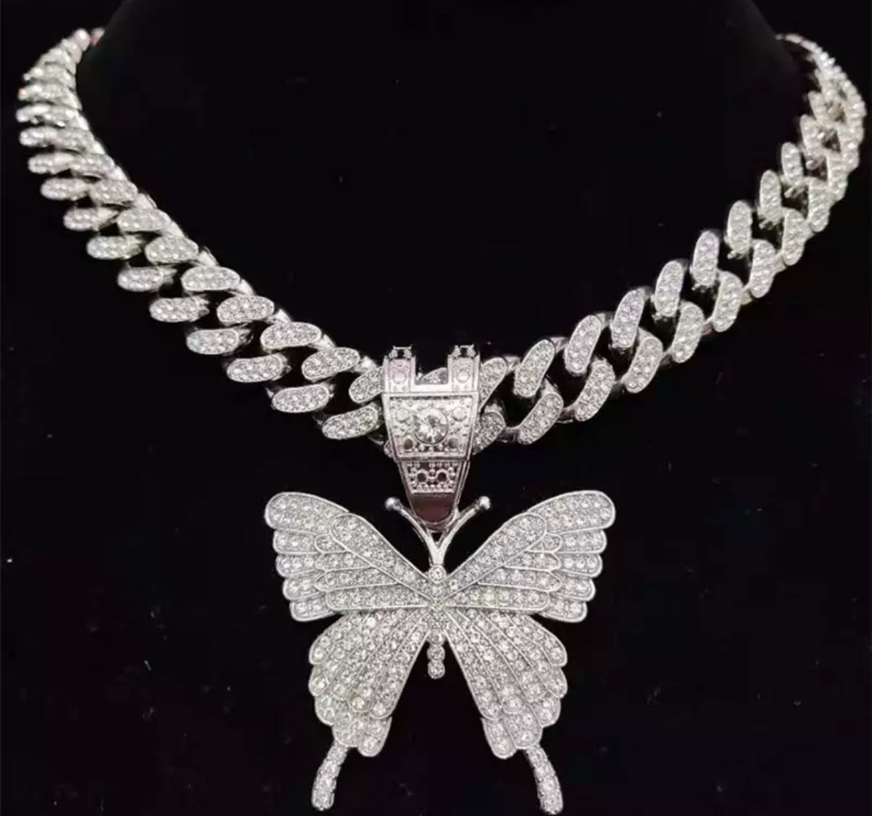 Ice out Bling Butterfly pendant Necklace