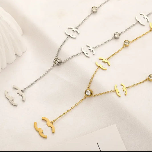 Designer Brand letter CC Necklace Elegant