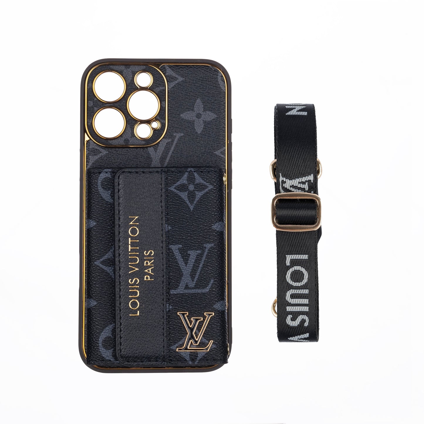 Luxury Stylish iPhone Case with Card Holder & Strap