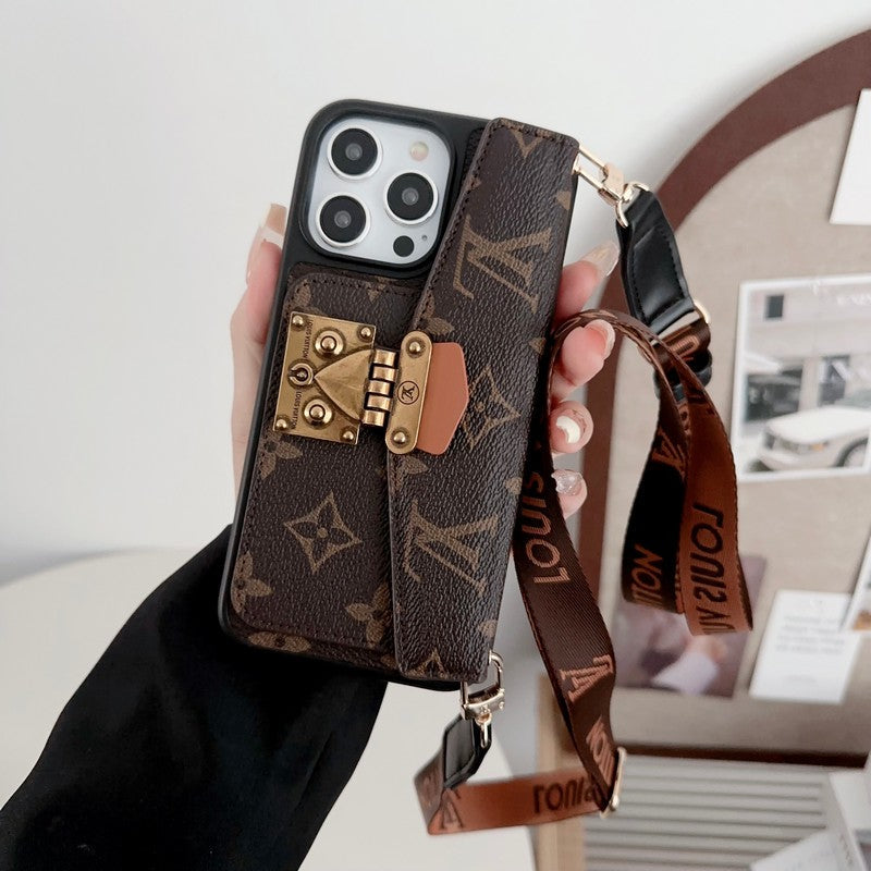 Lou Lock Card Bag Crossbody Chain iPhone Case
