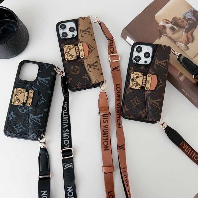 Lou Lock Card Bag Crossbody Chain iPhone Case