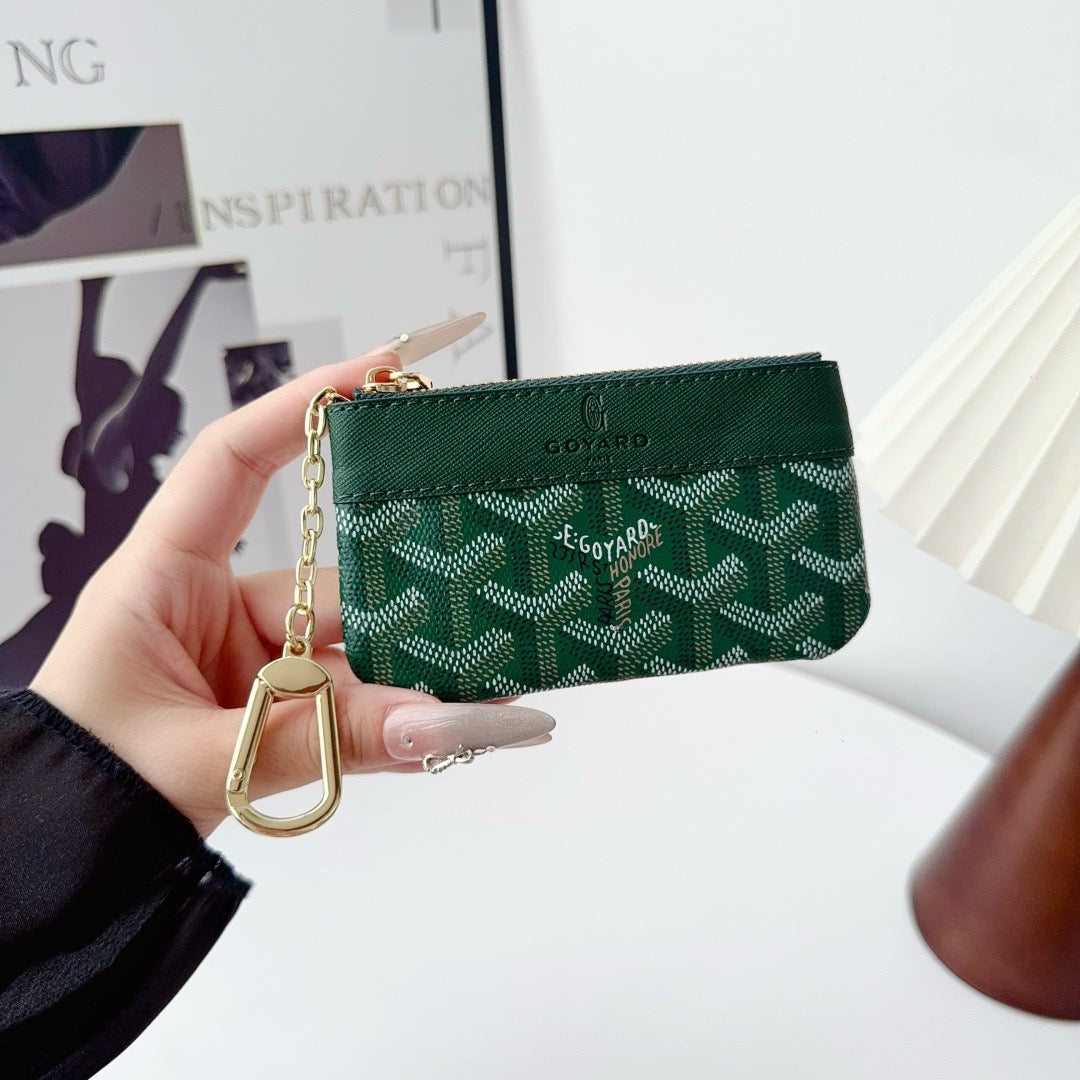 Classic Pattern Mini Leather Key & Coin Pouch