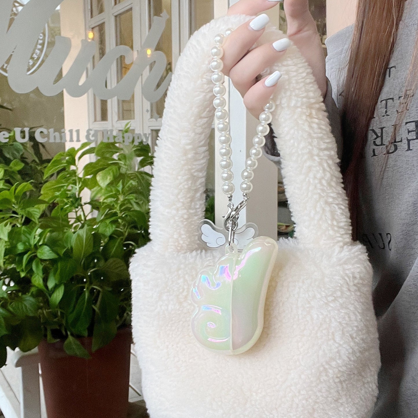 Angel Wing AirPods Case with Pearl & Beaded Charm