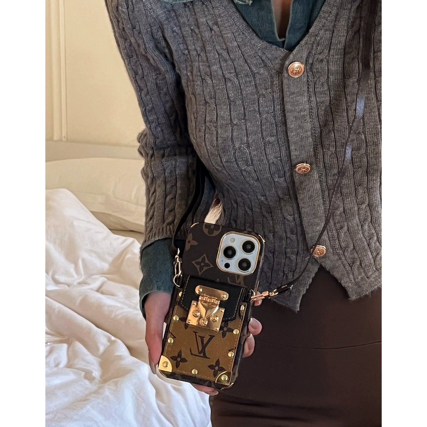 Lou Chain Leather iPhone Case