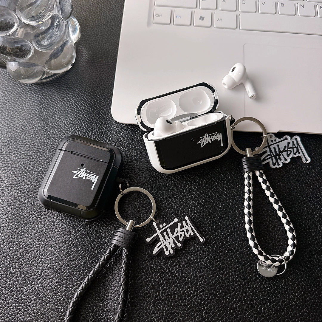 Streetwear Skater Logo  AirPod Case with Braid Strap