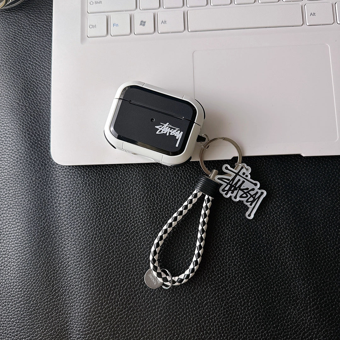 Streetwear Skater Logo  AirPod Case with Braid Strap