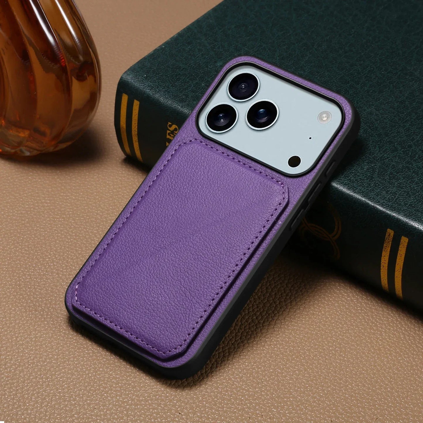 Leather Phone Case Invisible Bracket Card Holder For Cover For iPhone 17/ 16/ 15/ 14