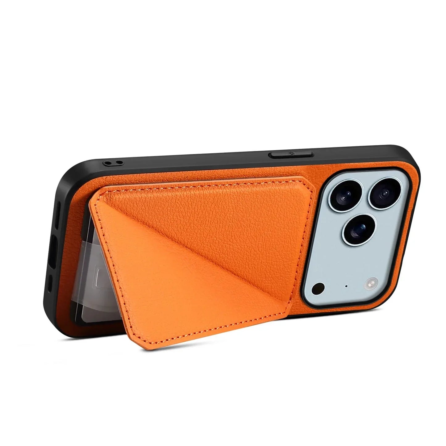Leather Phone Case Invisible Bracket Card Holder For Cover For iPhone 17/ 16/ 15/ 14