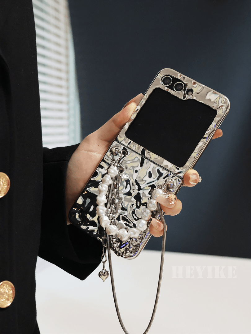 Samsung  Aluminum Alloy Textured Pearl Crossbody Galaxy Z Flip 6/5/4/3 Case