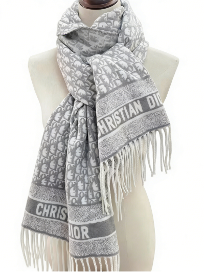 High-grade gray jacquard tassel scarf, autumn and winter warm and soft shawl, temperament commuting versatile scarf