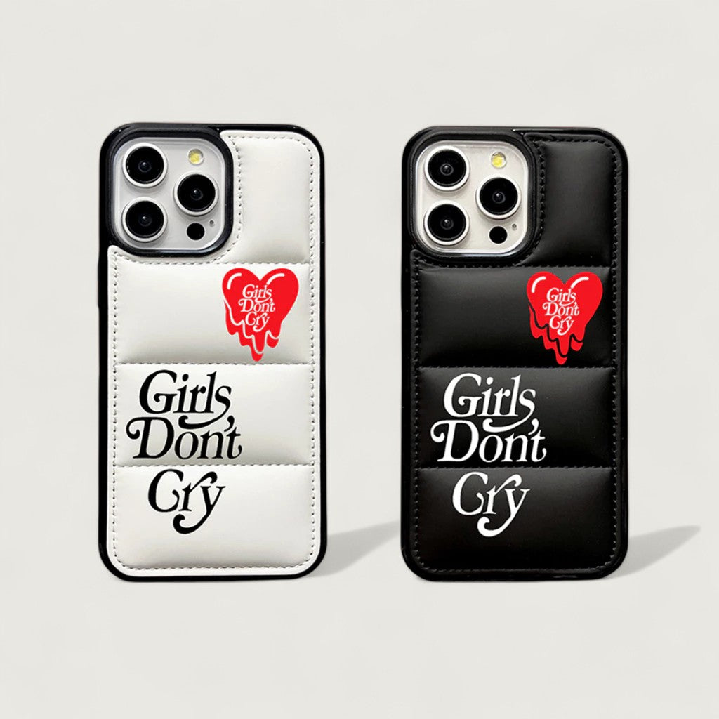 Don't Cry Heart Puffy iPhone Case