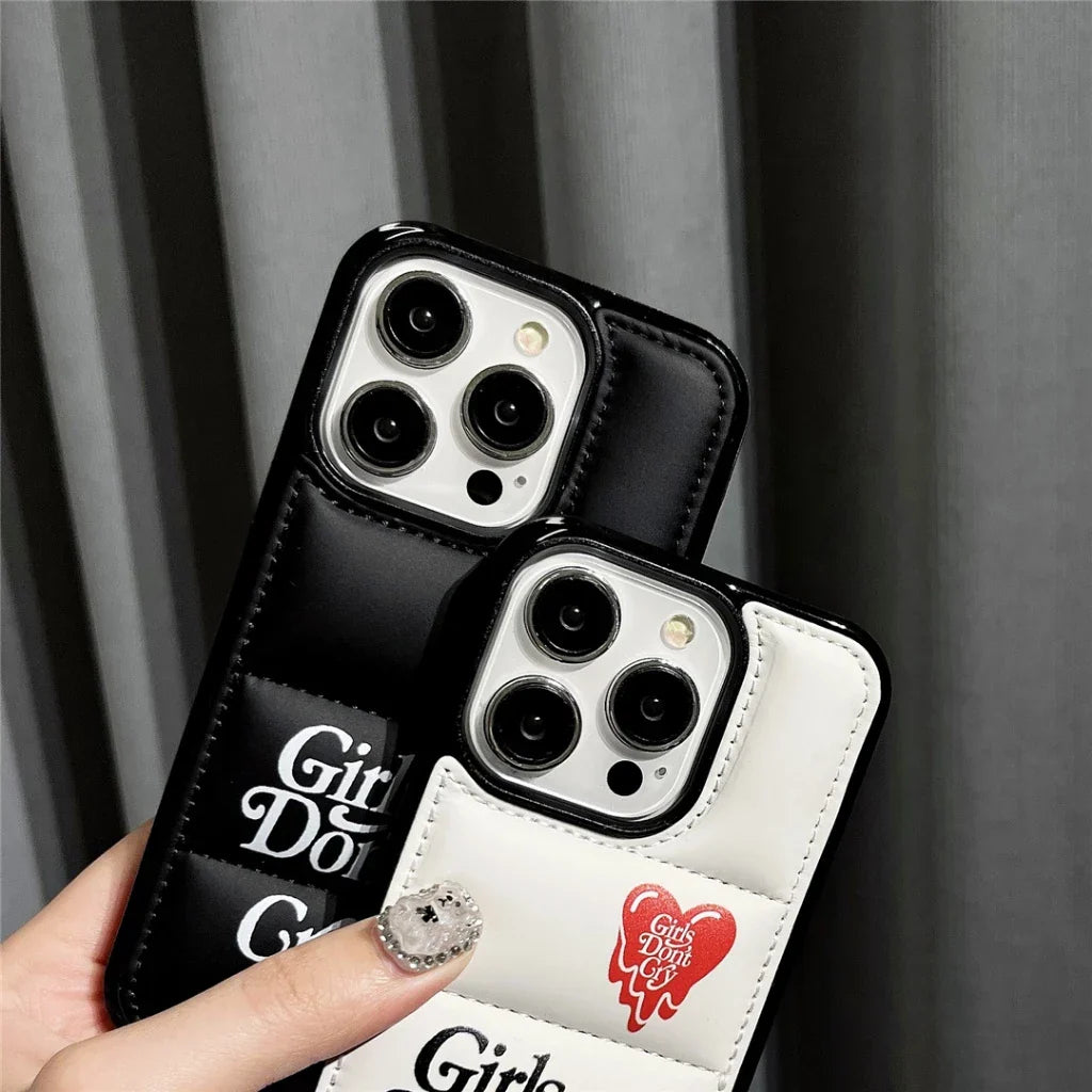 Don't Cry Heart Puffy iPhone Case