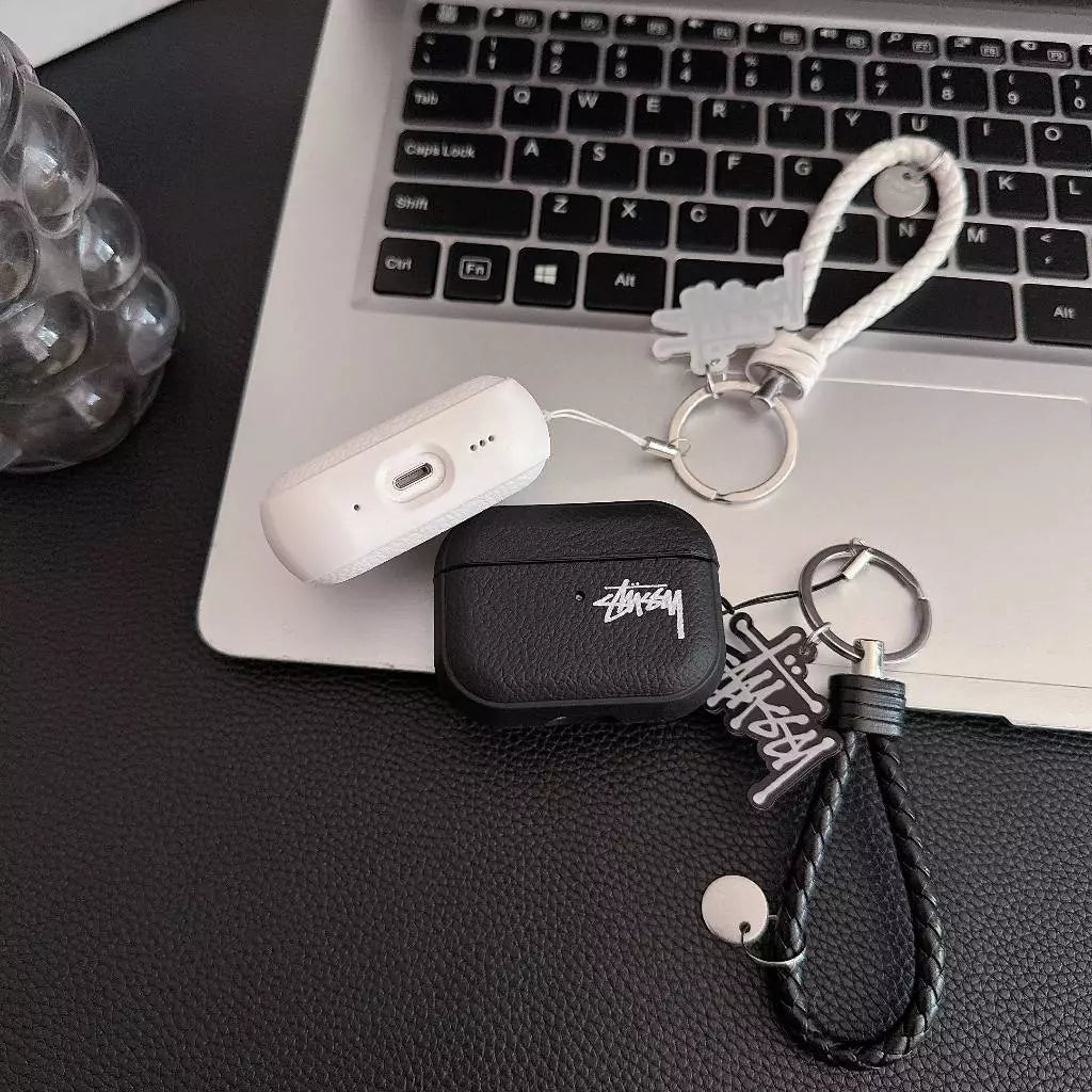 Lichee Grain  Logo  AirPod Case with Braid Strap