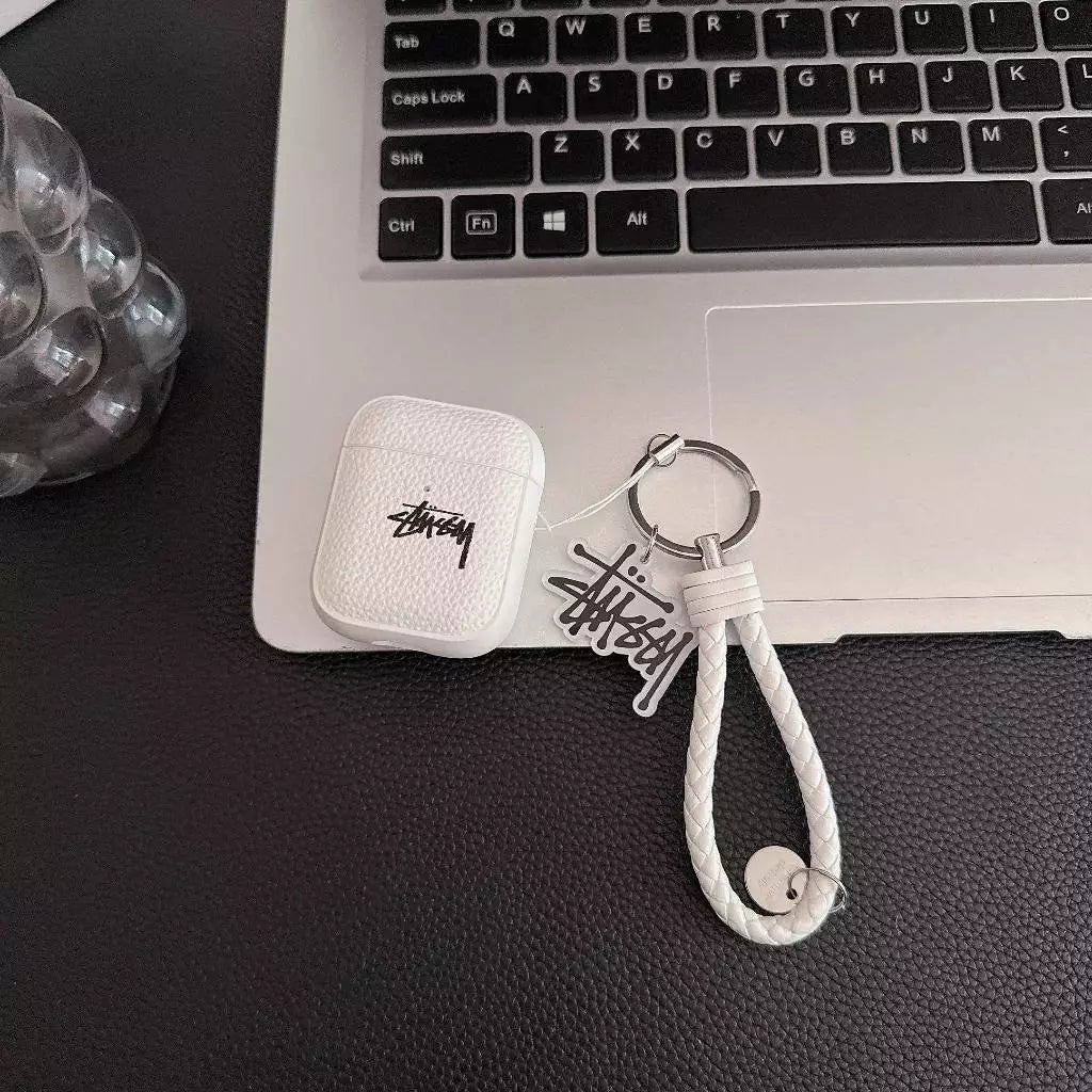 Lichee Grain  Logo  AirPod Case with Braid Strap