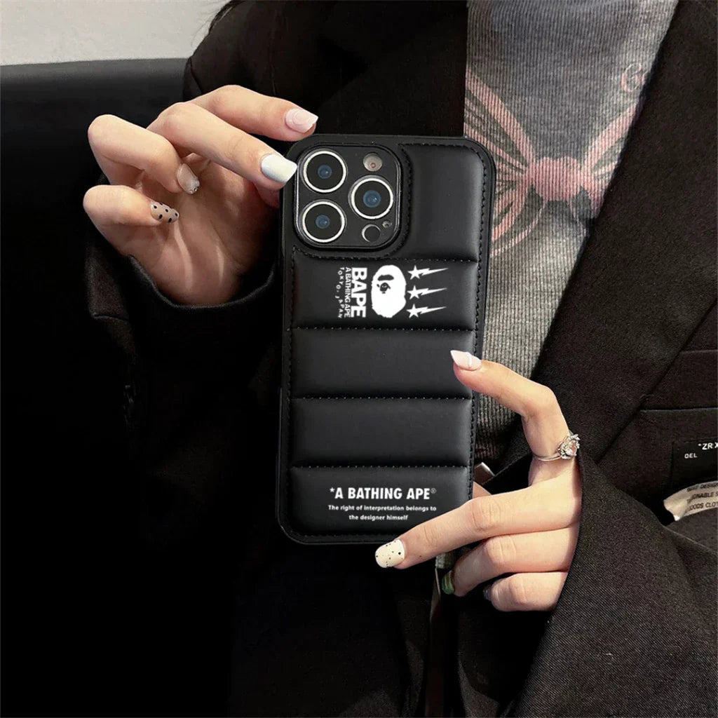 Ape  Design Black Down Filled Puffer iPhone case