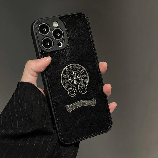 Embossed Black Leather Look Case