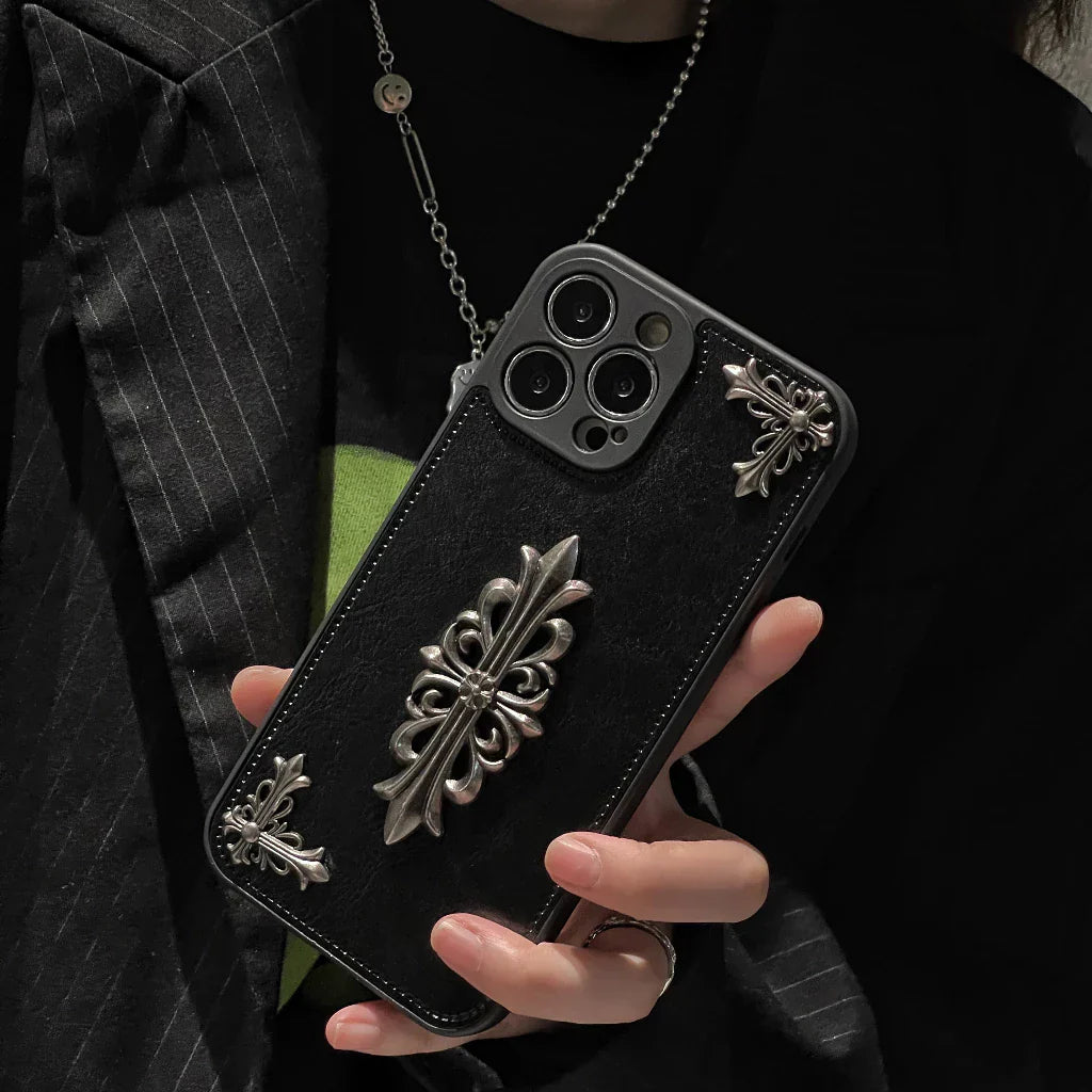Embossed Black Leather Look Case