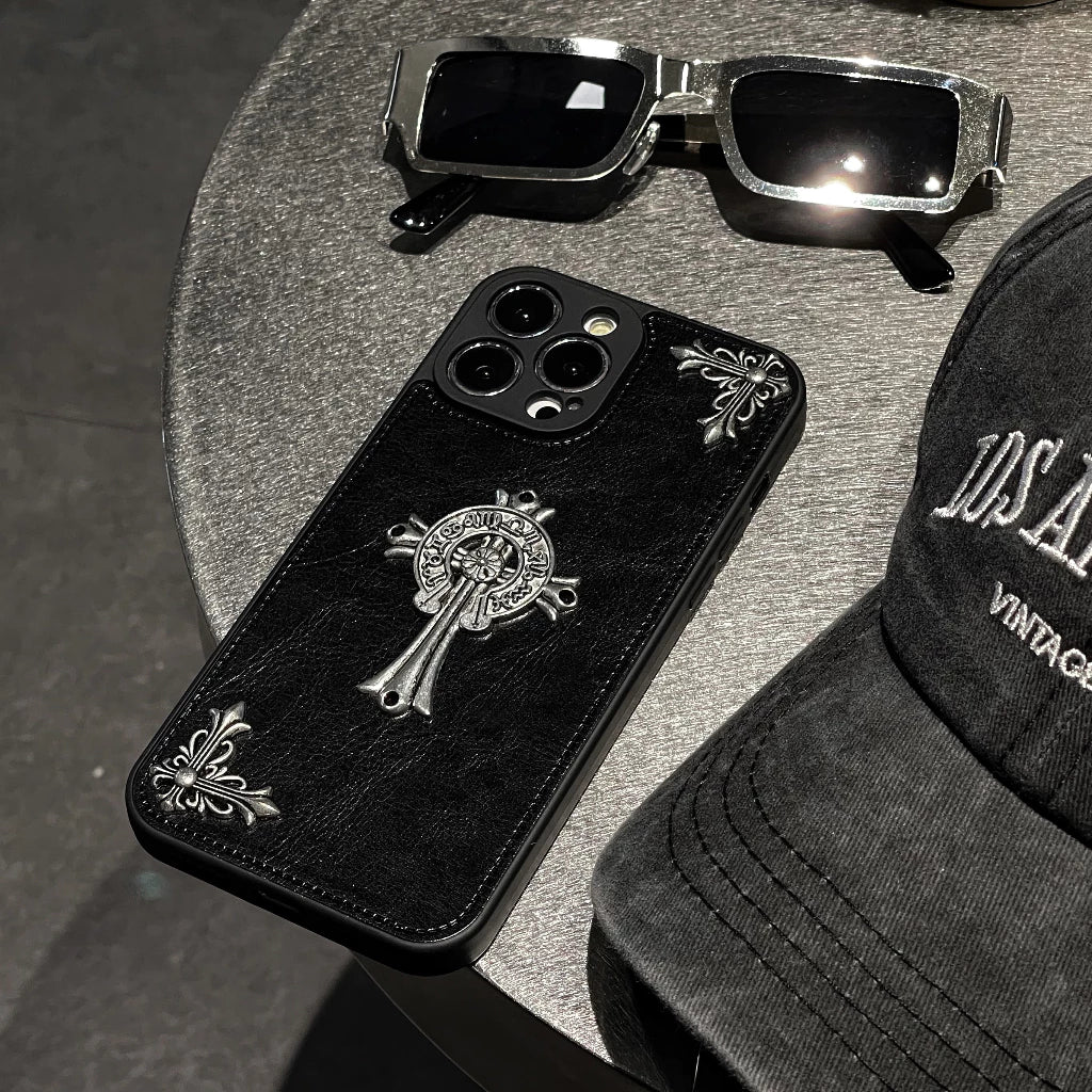 Embossed Black Leather Look Case