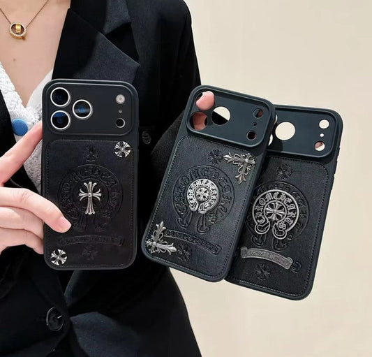 Gothic Emblem Black Leather Look  Case