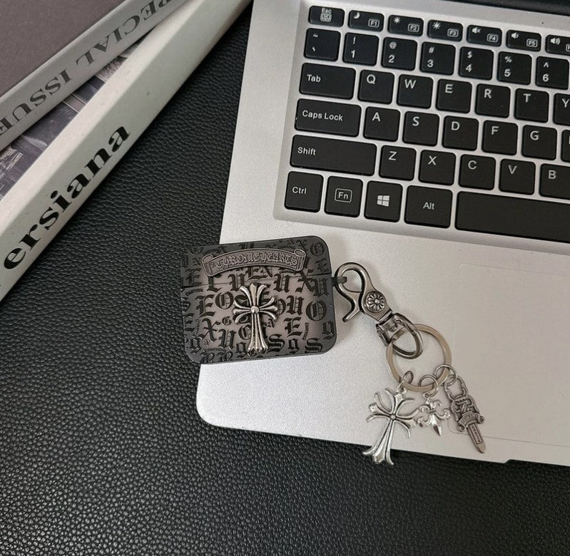 Chrome Cross Charm AirPod Case