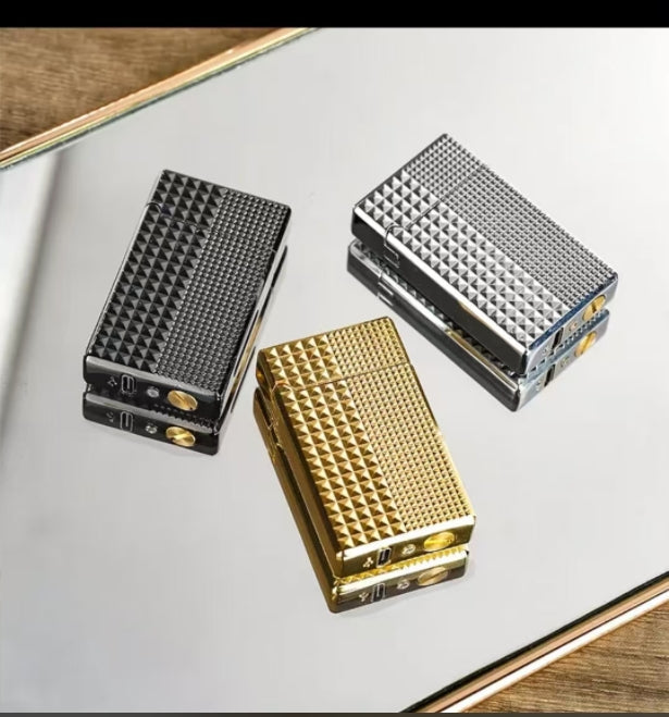 A lighter with four intelligent ignition methods: voice control, air flow, gravity, and strike.