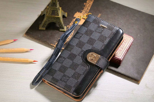 Lou Monogram Wallet Case for Samsung – Black Checkerboard