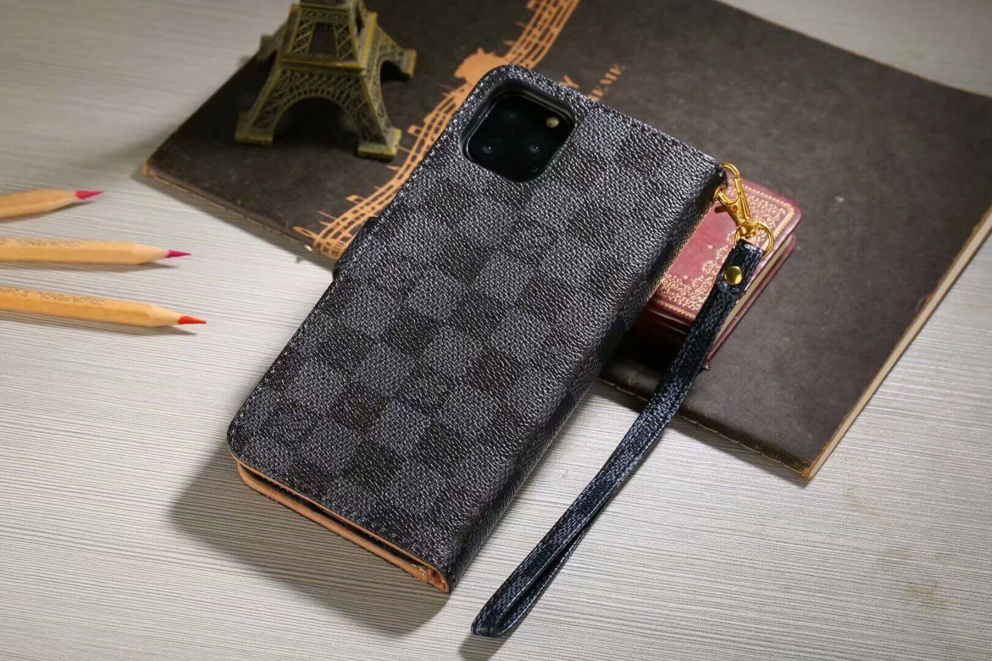 Lou Monogram Wallet Case for Samsung – Black Checkerboard
