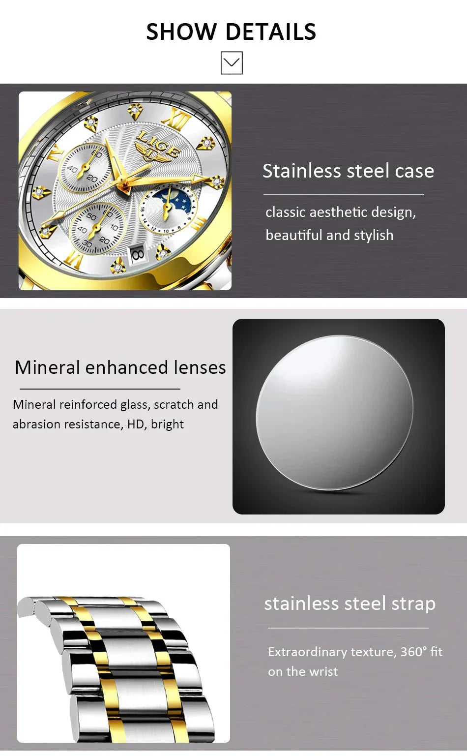 Shark & Sapphire Golden Radiance Luxury Women's Watch